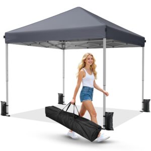 Driftalia Pop Up Gazebo 3m x 3m - Instant Setup Portable Gazebo with Carry bag, 4 Sandbags and 8 Stakes for Outdoor Events, Parties & Camping - Dark Grey